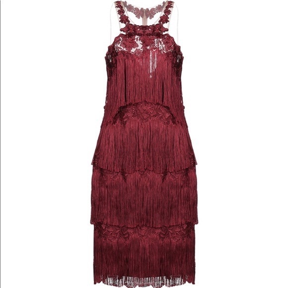 Marchesa notte fringe cocktail dress - Picture 1 of 8
